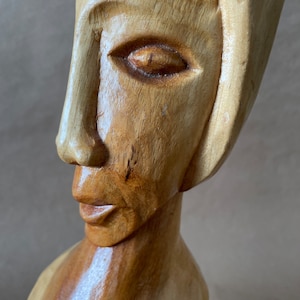 Vintage Large Wood Face Sculpture Carving