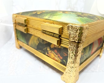 Vintage Schmid Brothers Jewelry Box Music Box Satin Portrait