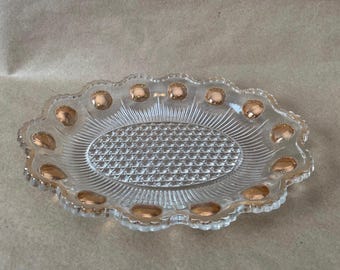 Vintage EAPG Manhattan Pattern Gold Bubble Edge Dish