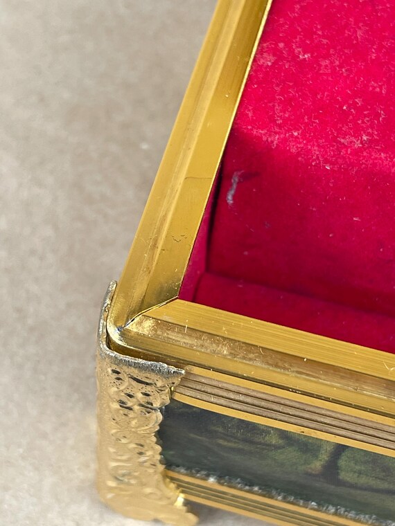 Vintage Schmid Brothers Jewelry Box Music Box Satin Portrait Japan