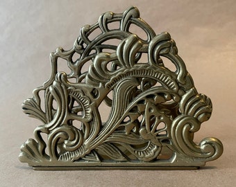 Vintage Brass Teleflora Napkin or Letter Holder Made in Taiwan