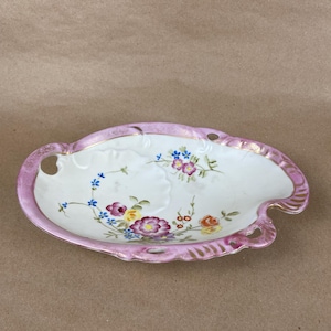 Vintage Hand Painted Porcelain Trinket Dish Floral Pattern