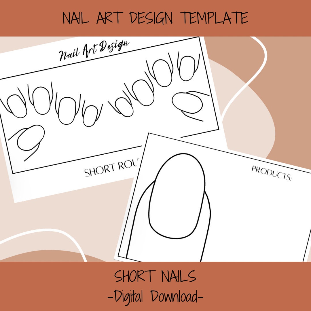 Nail Art Design Template SHORT NAILS Digital Download Printable and Nail Art Design Template SHORT NAILS Digital Download Printable and