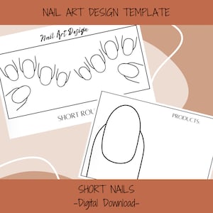 Nail Art Design Template SHORT NAILS - Digital Download | Printable and Editable Nail Art Design Template | Blank Nail Design Template