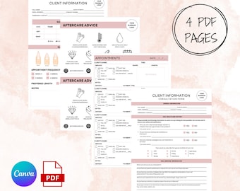 Moduli modificabili per Nail Tech per i clienti / Giornale dei moduli per i clienti delle unghie / Giornale stampabile per Nail Tech / Moduli per unghie scaricabili digitalmente per i clienti
