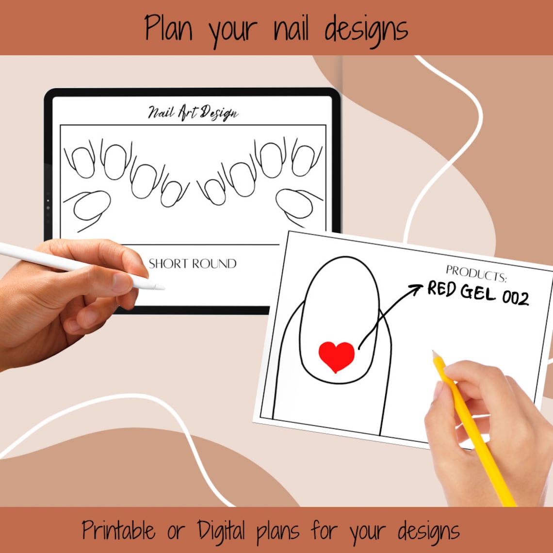 Nail Art Design Template SHORT NAILS - Digital Download | Printable and