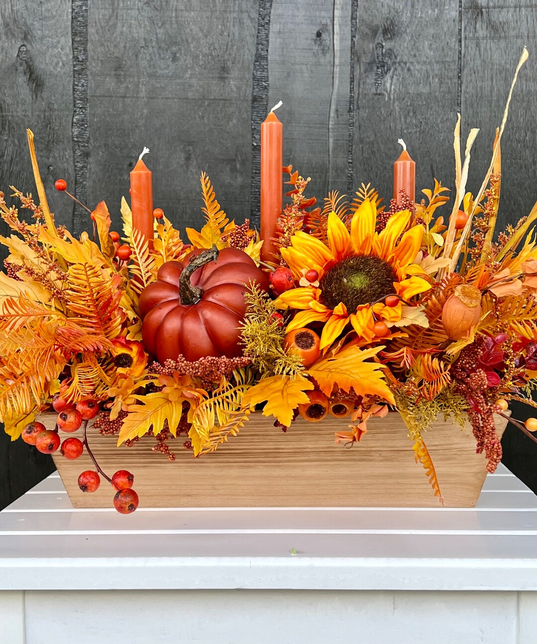 Fall Candle Centerpiece, Mantel Decor, Fall Decor, Fall Pumpkin and