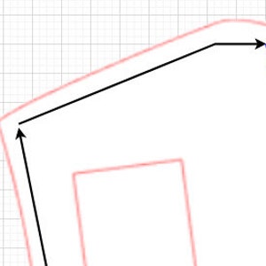 Könnte beinhalten: Eine Schwarzweißillustration eines Hauses mit einer blauen Tür und einem roten Dach. Das Haus ist von einem schwarzen Rahmen umgeben.