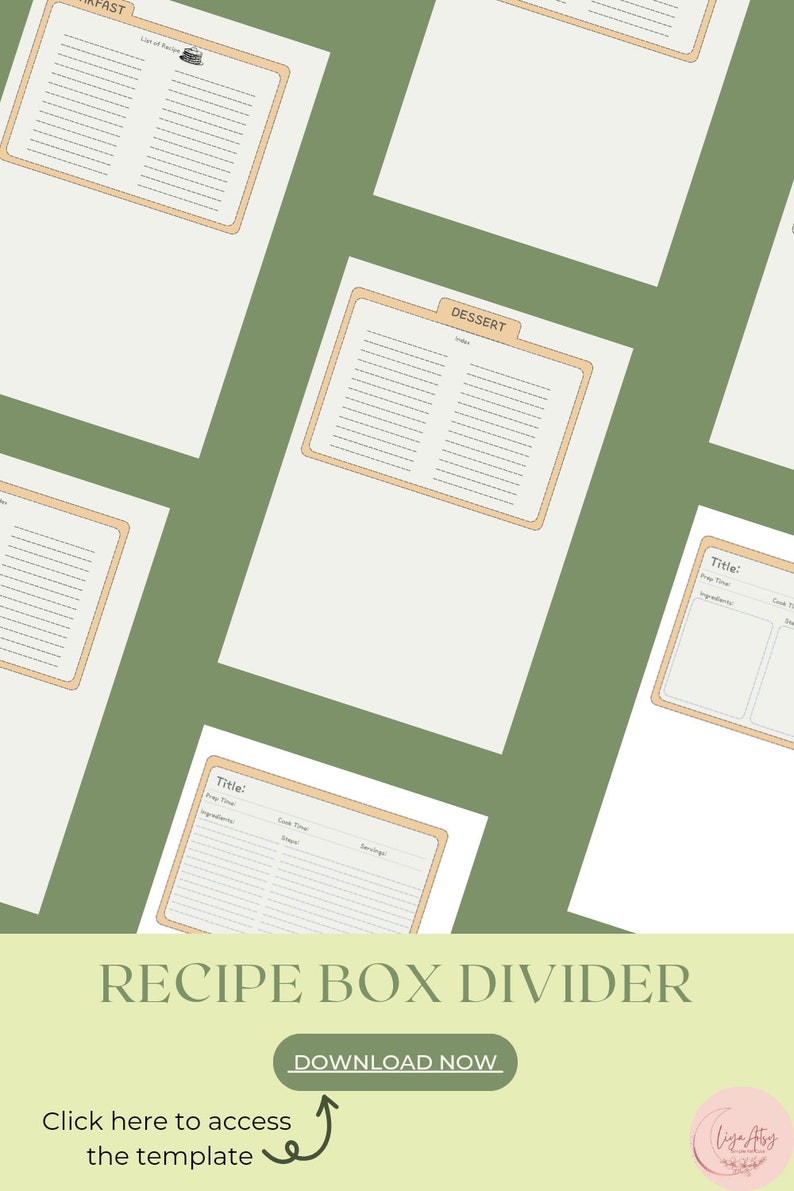 Recipe Box Divider, Recipe Card, Recipe Card Template, Printable, Canva ...