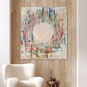 Circle of Life: Large Modern Abstract Painting on Canvas (35x39 inches)