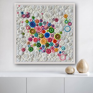 Original 3d Painting on streched Canvas, Multicolor Abstract Artwork, Unique 3d Art, Pop Art, Colorful Circles, Mixed Media Art, Sculpture