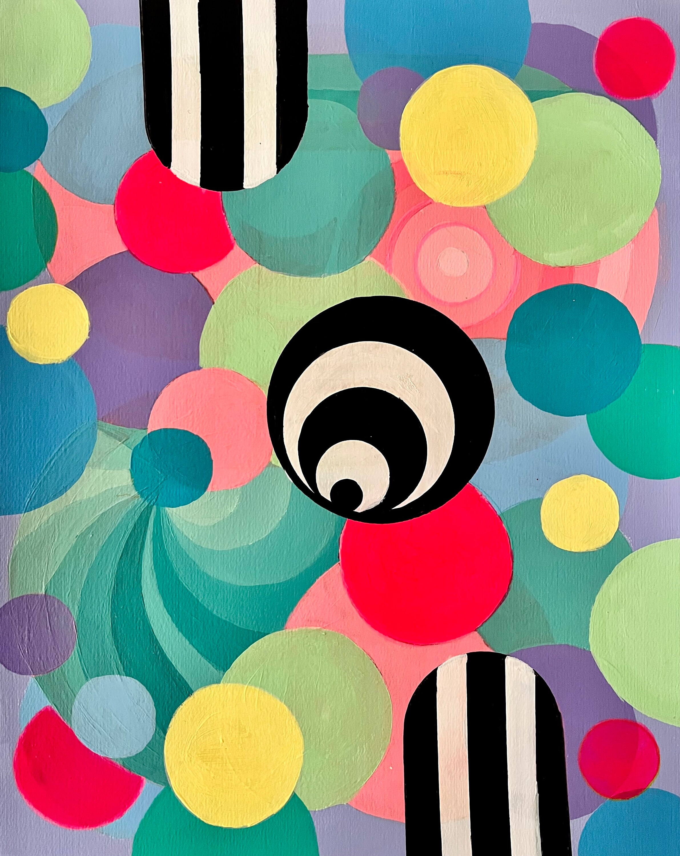 幾何学的抽象アクリル絵画セット：カラフルなモダンな壁アート - Etsy 日本