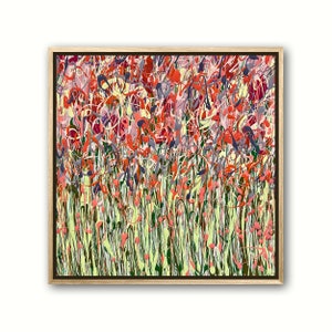 Original Flower Painting on streched Canvas, Floral Painting, Contemporary Art, Flower Field, Wall Hangings, Modern Abstract