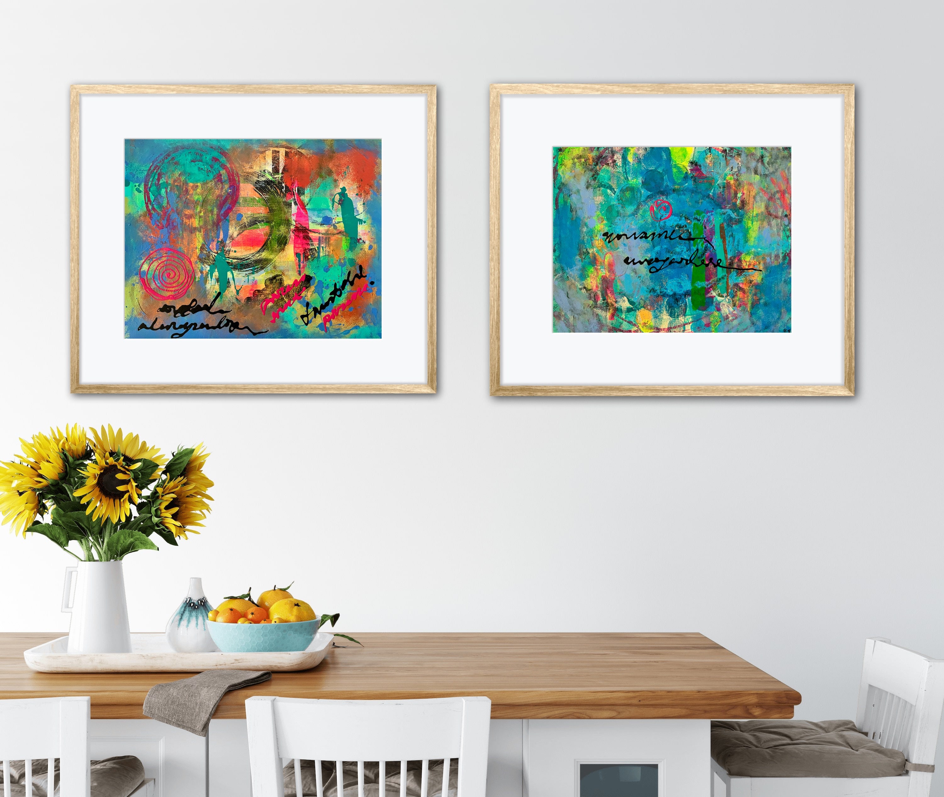 抽象アクリル絵画セット：カラフルなモダンウォールアート（16x19