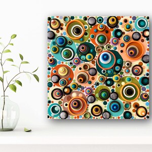Original 3d Painting on streched Canvas, Multicolor Abstract Artwork, Unique 3d Art, Pop Art, Colorful Circles, Mixed Media Art