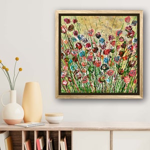 Original Acrylic Painting on streched Canvas, Floral Painting, Flower Artwork, Housewarming gifts, Modern abstract