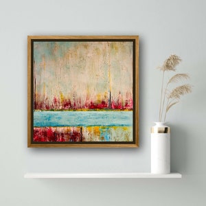 Abstract schilderij met textuur: modern acrylkunstwerk op canvas (19 x 19 in)
