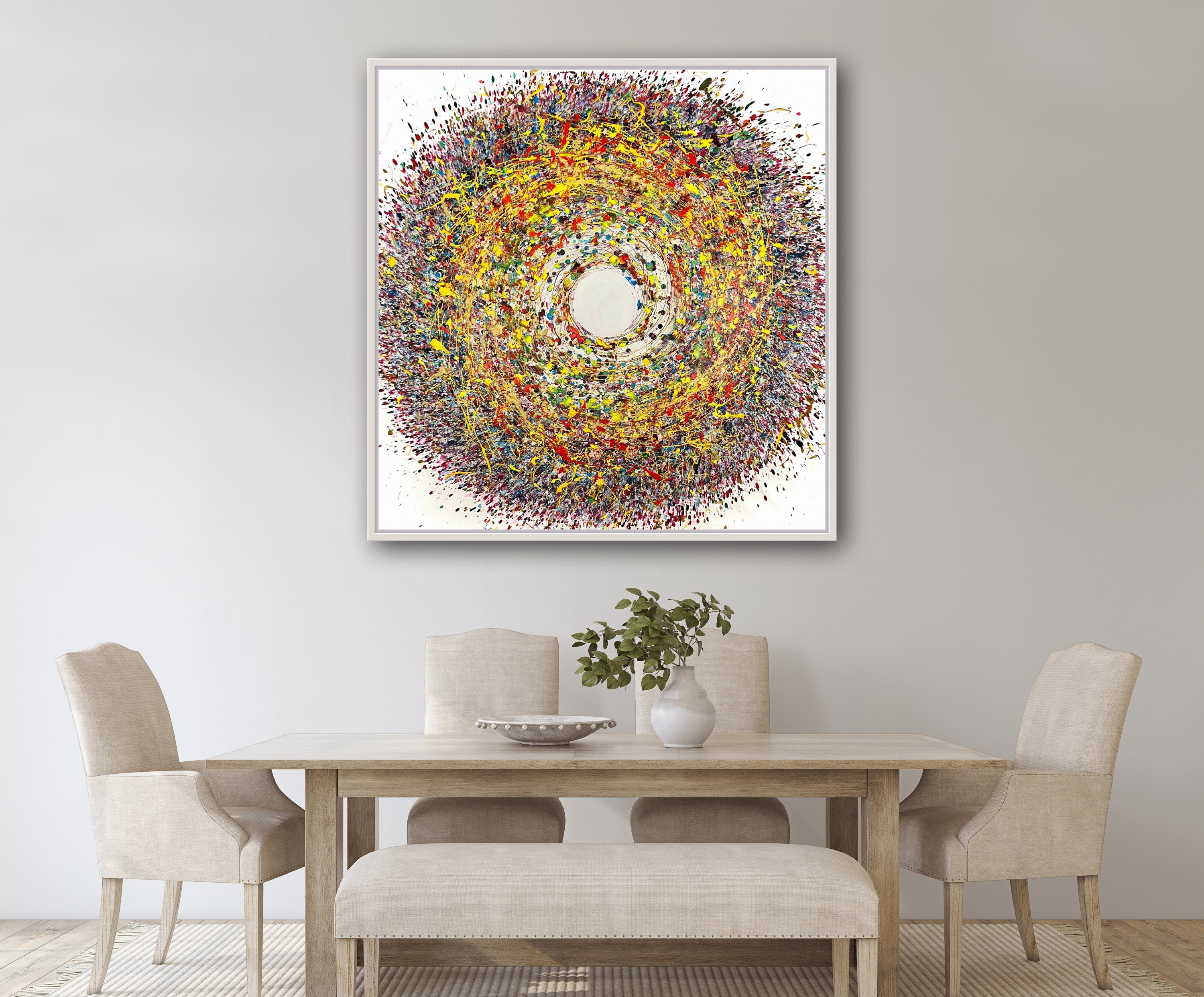Original Circle Abstract Painting on Canvas: Modern Wall Art (39x39 ...