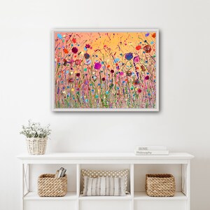 Original Flower Painting on streched Canvas, Textured Modern Acrylic Painting,  Floral Wall Art, Abstract Decor, Housewarming Gift