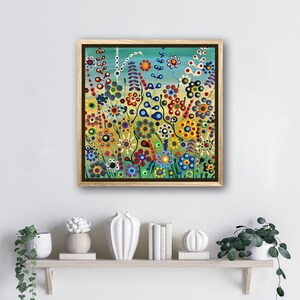 Original Acrylic Painting on streched Canvas, Floral Painting, Flower Artwork, Housewarming gifts, Modern abstract