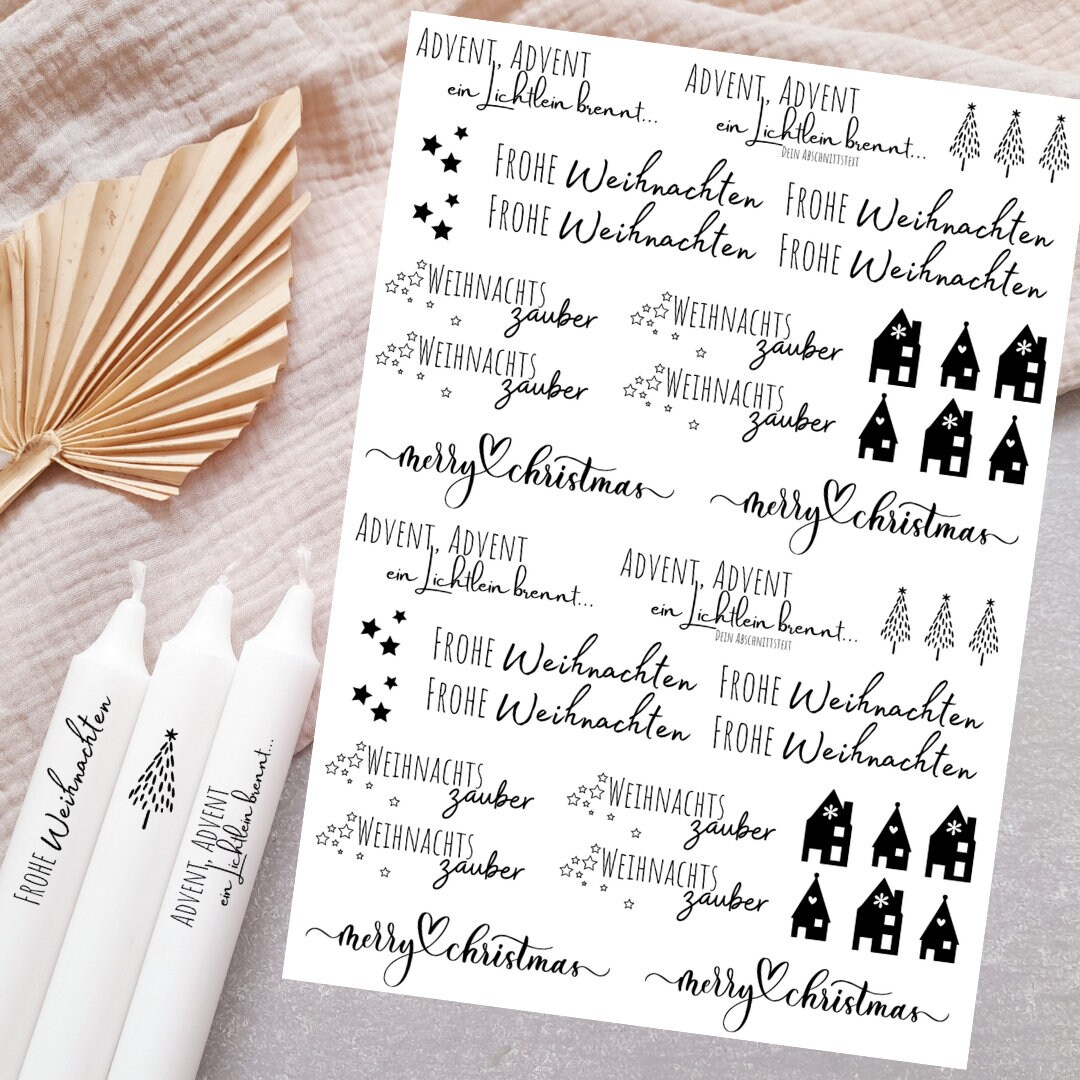 Christmas Advent Light Candle Tattoos DIN A4 Candle Stickers Etsy