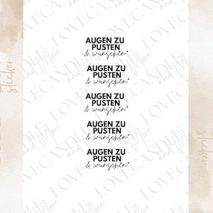 Rub-On Stickers I A6 borderless Rub Ons e.g. for Raysin / Keraflott I Eyes to blow & wish