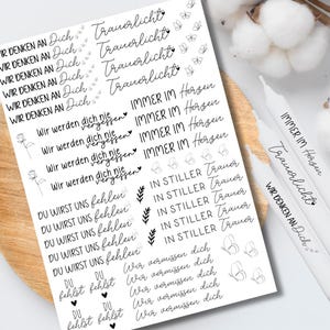 Mourning candle tattoos various motifs DIN A4 candle stickers water slide film unforgettable