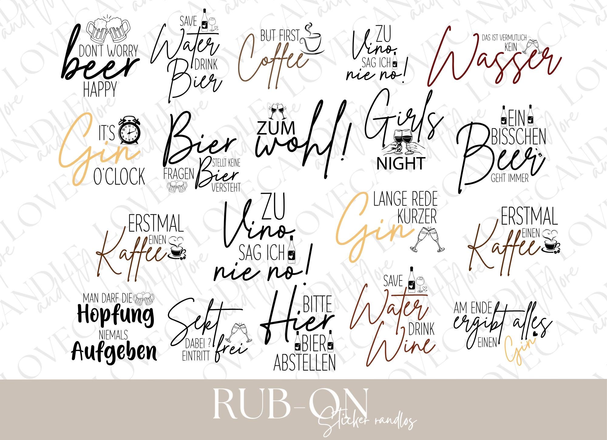 Rub-On Sticker I A5 rimless Rub Ons e.g. for Raysin / Keraflott I Drinks