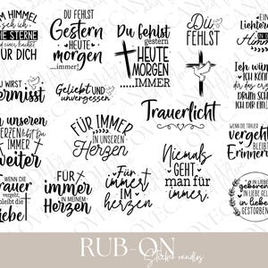 Rub-On Sticker I A5 randlos Rub Ons z.B. f. Raysin / Keraflott I Trauer
