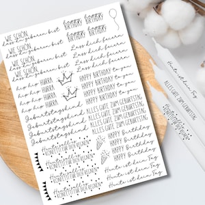 Birthday candle tattoos various motifs DIN A4 candle stickers water slide film