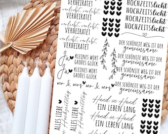 Candle tattoos various motifs | Water slide film | Decorating candles | Wedding | Engagement
