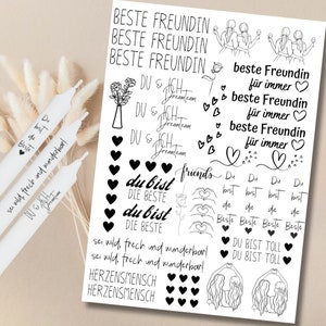 Beste Freundin Kerzentattoos verschiedene Motive DIN A4 Kerzensticker Wasserschiebefolie Du bist die Beste