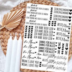 Kerzentattoos verschiedene Motive | Wasserschiebefolie | Kerzen dekorieren | Mama | Muttertag