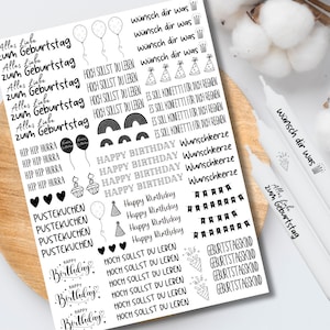 Kerzentattoos verschiedene Motive | Wasserschiebefolie | Kerzen dekorieren | Geburtstag | Happy Birthday