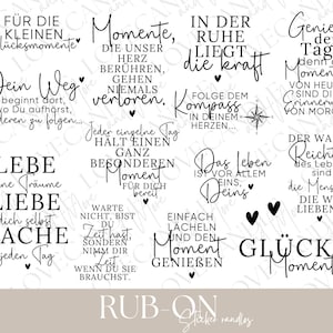 Pegatinas para frotar I Adhesivos para frotar sin bordes A5, por ejemplo, para Raysin / Keraflott I frases bonitas