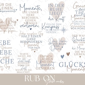 Rub-On Sticker I A5 randlos Rub Ons z.B. f. Raysin / Keraflott I schöne Sprüche