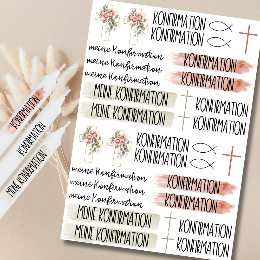 Motif Confirmation Confirmation Candle Tattoos Various Motifs DIN A4 Candle Stickers Water ...