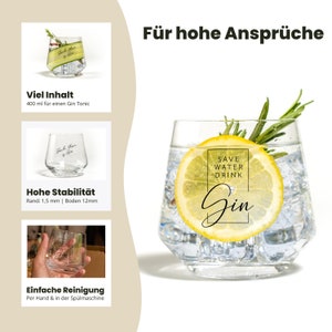 Gin Tonic Glasses Gift Set of 2 with Typical Gin Sayings 400ml Suitable for large ice cubes Gift idea for women and men image 5