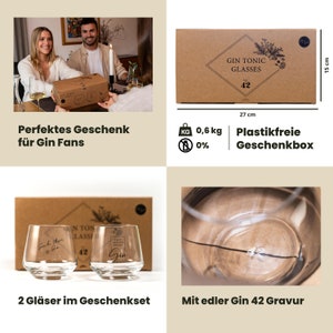 Gin Tonic Gläser 2er Geschenkset mit typischen Gin Sprüchen 400 ml Geeignet für große Eiswürfel Geschenkidee für Frauen und Männer Bild 4