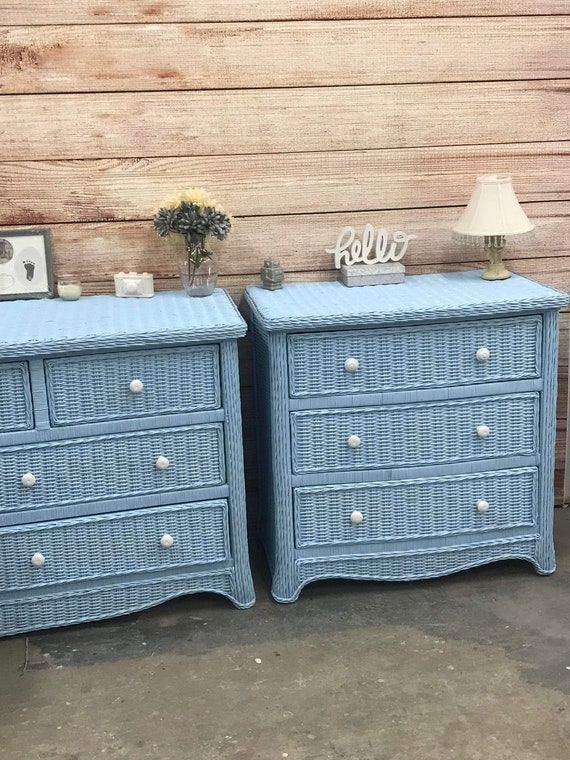 SOLD! Do Not Purchase! Baby Blue Resin Solid Wood Dresser and Chest/nursery/ blue/baby