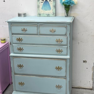 Sold! Do not purchase!. Robin&#39;s Egg Blue Chest of Drawers. Dresser/Bedroom/Chalk paint/Nursery