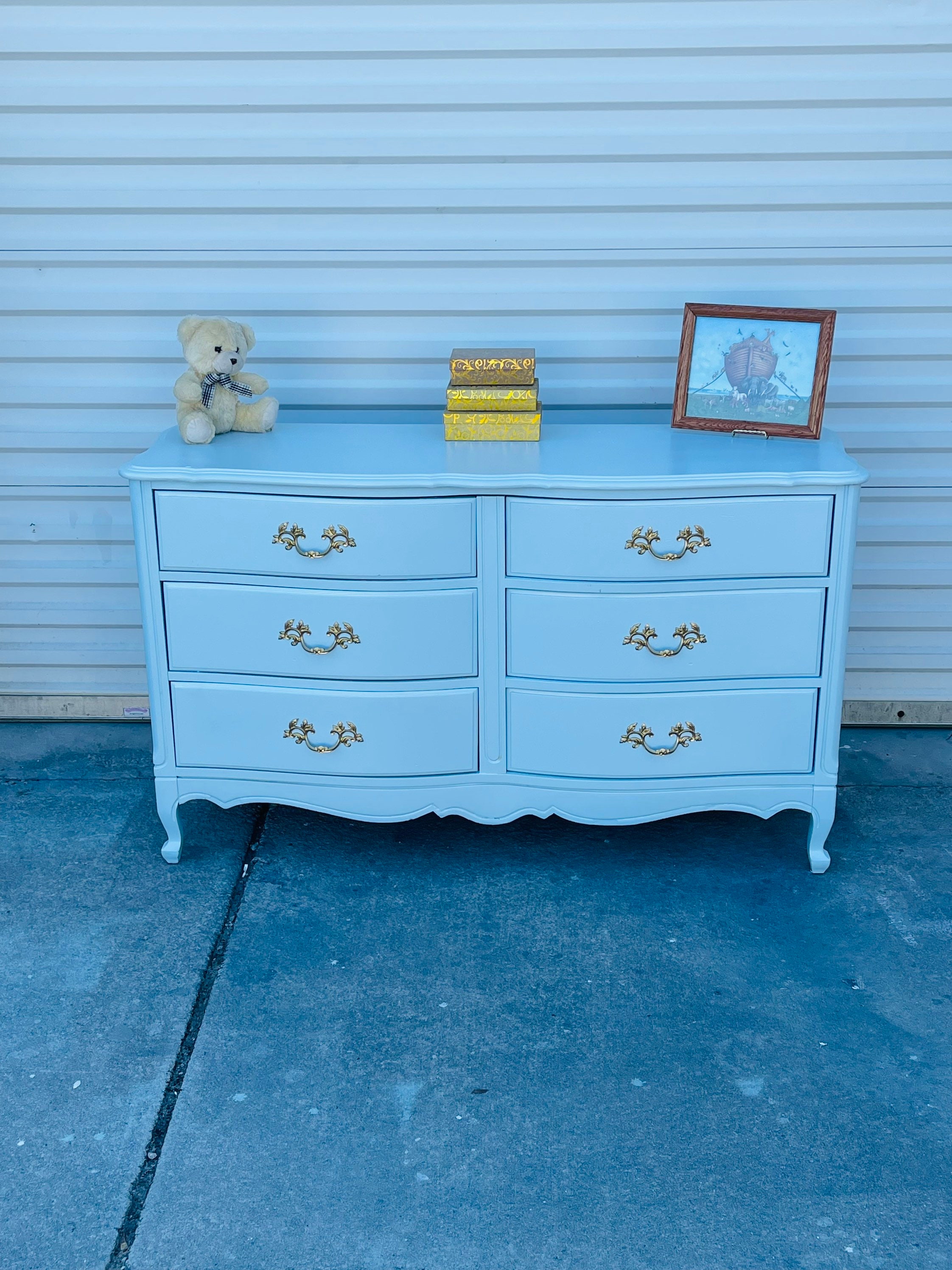 Sold! Do Not Purchase! Shipping is Included in the Price! Baby Blue French Provincial Dresser With Gold Hardware 