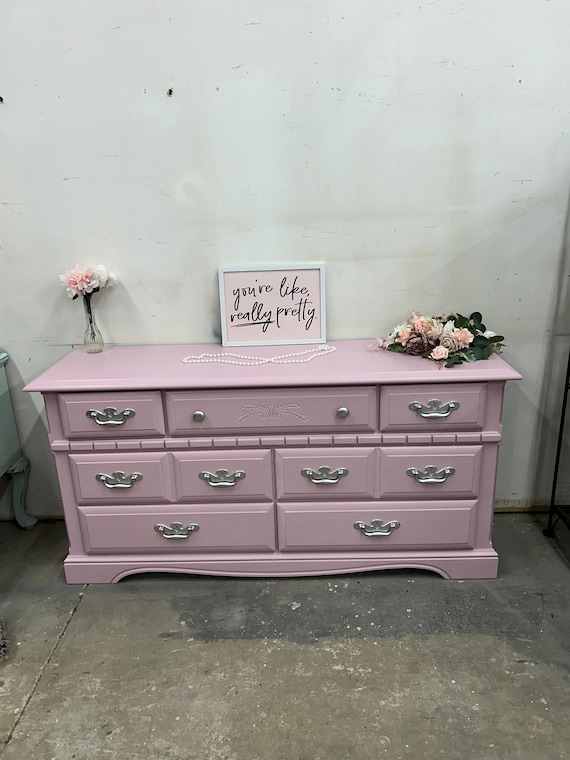 pink and silver dresser Ariston Pink Dresser and Mirror