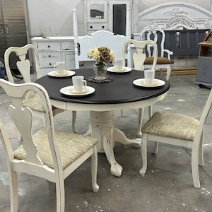 SOLD! Do not purchase! Shipping is included in the price! 5 piece espresso/antique white dining set. French/country/Farmhouse style