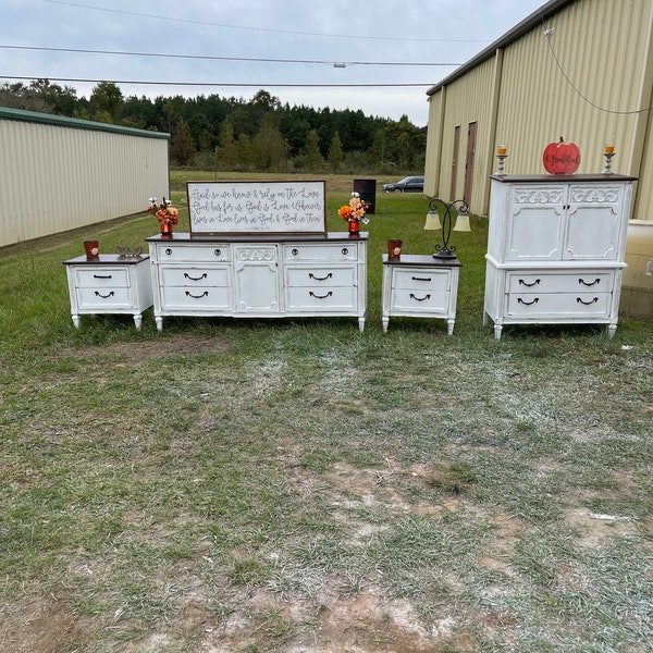 SOLD! Sold! Free Shipping anywhere in US! White/Espresso Dresser Set/Dresser/Chest of Drawers/Nightstands/TV Stand/Console/Credenza