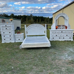 Sold! Do not purchase!!! White Distressed Queen Bedroom Set/Chest/Nightstand/Console/Tv Stand/Credenza