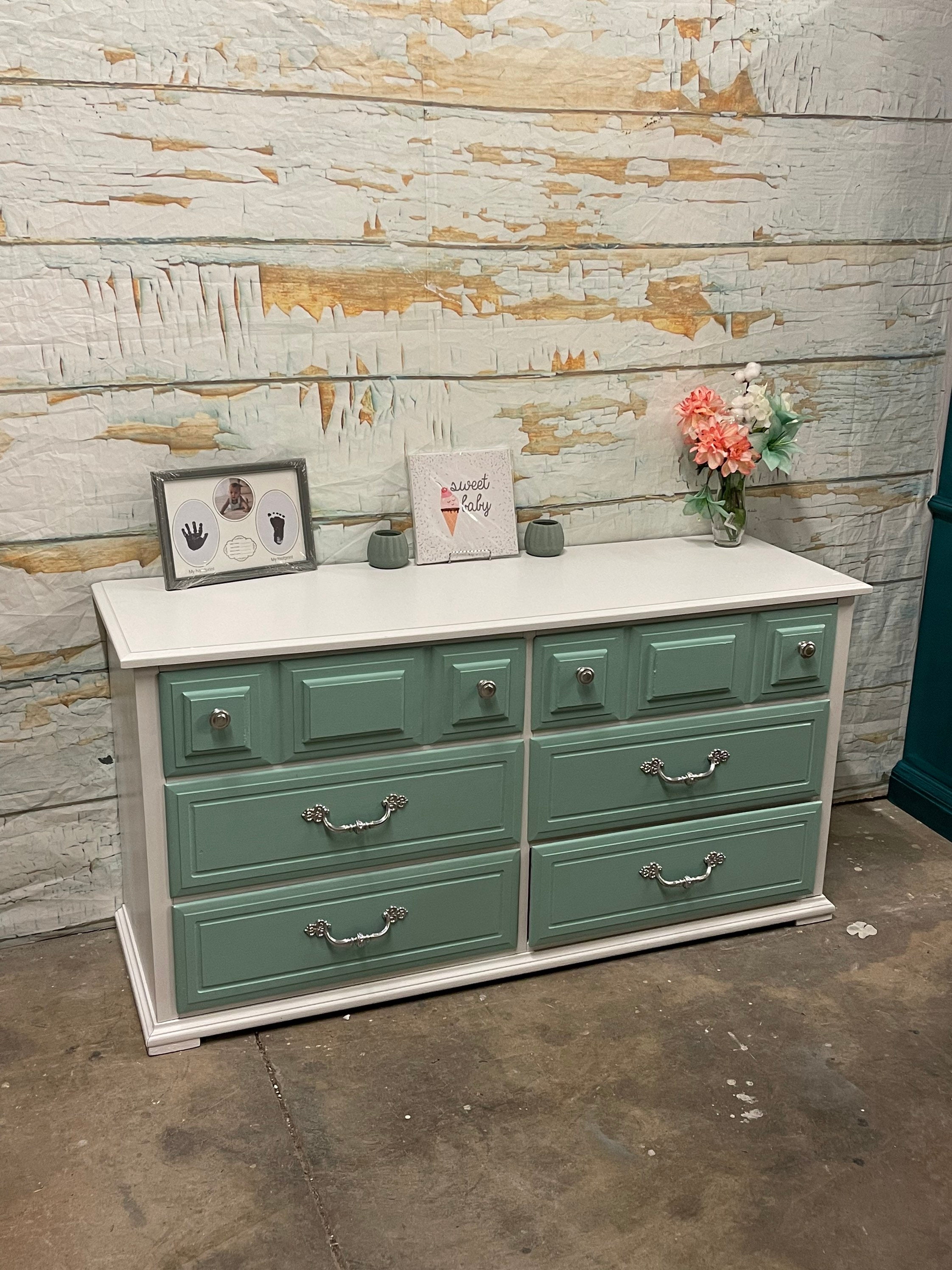 SOLD!! Sold!!! White/mint/green/gray/blue/silver/dresser/tv Stand/  Credenza/console/chest of Drawers - Etsy