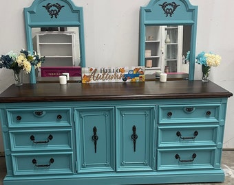 Sold! Do Not Purchase! ! Please message for shipping price before purchasing. United Brand Teal/Turquoise Dresser