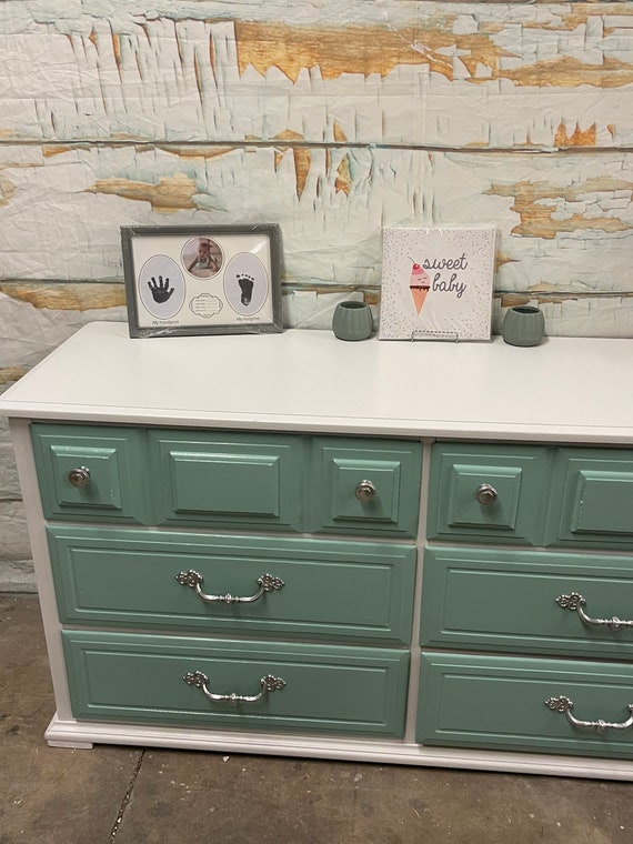 green emerald velvet dress Frances Woven Rattan 6 Drawer Dresser, Mint