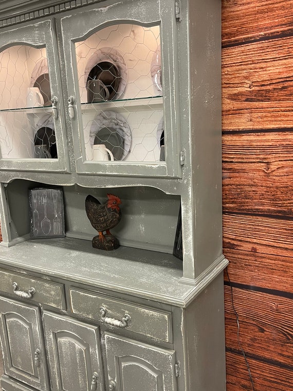 Rustic grey curio cabinet deals